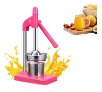 Cast Iron Juicer Hand Press, Manual Juicer Hand Press, Heavy Duty Countertop Lime Citrus Crush Machine, Stainless Steel Lemon Squeezer for Orange Lemons Limes, Easy to Clean (Pink)
