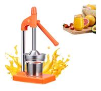 Cast Iron Juicer Hand Press, Manual Juicer Hand Press, Heavy Duty Countertop Lime Citrus Crush Machine, Stainless Steel Lemon Squeezer for Orange Lemons Limes, Easy to Clean (Orange)