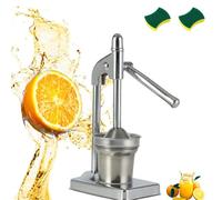 Cast Iron Juicer Hand Press, Manual Juicer Hand Press, Stainless Steel Lemon Squeezer for Fresh Lemonade & Orange Juice, Easy to Clean, Home Kitchen Tool (Silver)