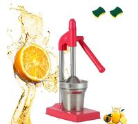Cast Iron Juicer Hand Press, Manual Juicer Hand Press, Stainless Steel Lemon Squeezer for Fresh Lemonade & Orange Juice, Easy to Clean, Home Kitchen Tool (Red)