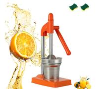 Cast Iron Juicer Hand Press, Manual Juicer Hand Press, Stainless Steel Lemon Squeezer for Fresh Lemonade & Orange Juice, Easy to Clean, Home Kitchen Tool (Orange)