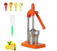 Cast Iron Juicer Hand Press, Manual Juicer Hand Press, Stainless Steel Manual Lemon Squeezer for Lemon, Lime & Orange, Easy-to-Use with Non-Skid Cup Base for Bar Kitchen (Orange)