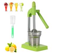 Cast Iron Juicer Hand Press, Manual Juicer Hand Press, Stainless Steel Manual Lemon Squeezer for Lemon, Lime & Orange, Easy-to-Use with Non-Skid Cup Base for Bar Kitchen (Green)