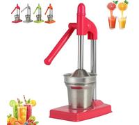 Cast Iron Juicer Hand Press, Professional Can Can Manual Juice Press, with Non-Skid Cup BaseEffort Saving Lever, Easy to Clean, Home and Kitchen Essentials Essentials (Red)