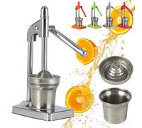 Cast Iron Juicer Hand Press, Stainless Steel Manual Juicer Hand Press, Heavy Duty Countertop Lemon Squeezer with Non-Skid Base, Stainless Steel Lemon Squeezer for Bar Kitchen (Silver)