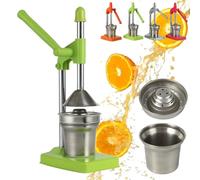 Cast Iron Juicer Hand Press, Stainless Steel Manual Juicer Hand Press, Heavy Duty Countertop Lemon Squeezer with Non-Skid Base, Stainless Steel Lemon Squeezer for Bar Kitchen (Green)