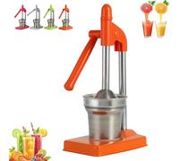 Cast Iron Juicer Hand Press, Stainless Steel Manual Juicer Hand Press, with Non-Skid Cup BaseEffort Saving Lever, Easy to Clean, Home and Kitchen Essentials Essentials (Orange)