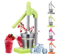 Cast Iron Juicer Hand Press, Stainless Steel Manual Juicer Hand Press, With Non-skid Cup Baseeffort Saving Lever, Stainless Steel Lemon Squeezer for Bar Kitchen (Green)