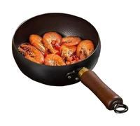 Cast Iron Pan | 24cm Handcrafted Fine Iron Wood Lid 1300g 45cm Length | Nonstick Skillet Kitchenware Stir Fry Cookware Braising Pot Durable Traditional Design | Home Cooking Frying Stewing Meals