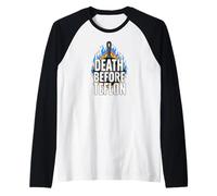 Cast Iron Skillet Cooking Death Before Nonstick Pan Camiseta Manga Raglan