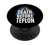 Cast Iron Skillet Cooking Death Before Nonstick Pan PopSockets PopGrip Adhesivo