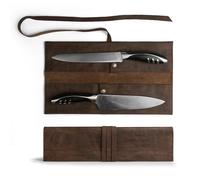 Cast Leather Co., Rollo de cuchillo doble hecho a mano de cuero de grano completo, marrón bourbon