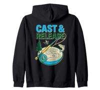 Cast & Release Pesca con Mosca Catch Life Trucha Reel Rod Fisherm Sudadera con Capucha