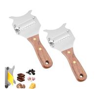 Casta de trufa de 2 piezas, barra de trufa de trufa ajustable cortador de queso de acero inoxidable con mango de madera para chocolate con queso duro ajo de chocolate