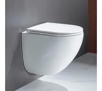 Casta Diva Inodoro Colgante Sin Borde, Inodoro Suspendido 360° Superspin, Tapa de WC de Duroplast, Cierre Total, Asiento Cerrado Suave, Inodoro Silencioso 48,5 cm
