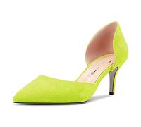 Castamere Mujer Aguja Medio Heel Puntiaguada Punta Pumps Two-Piece Slip-on Oficina Clásico 6 CM Heels Verde Lima A 39 EU
