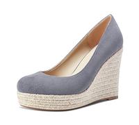 Castamere Mujer Plataforma Alto High Heel Redonda Punta Pumps Slip-on de Boda Oficina Clásico Zapatos 10 CM Heels Gris Ante 37 EU