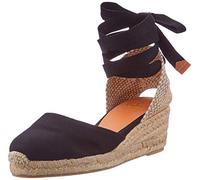 Castañer · Alpargata CARINA/3/001 en algodón orgánico con cierre de cintas y cuña de 5cm - Mujer color: Negro talla: 38