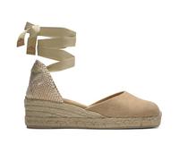 Castañer · Alpargata CARINA/3/002 en algodón orgánico lavado con cierre de cintas y cuña de 5cm - Mujer color: Arena talla: 41