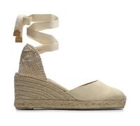 Castañer · Alpargata CARINA/6/001 en algodón orgánico con cierre de cintas y cuña de 7cm - Mujer color: blanco talla: 38