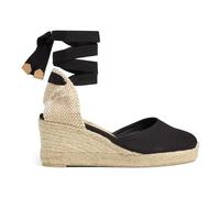 Castañer · Alpargata CARINA/6/001 en algodón orgánico con cierre de cintas y cuña de 7cm - Mujer color: Negro talla: 39