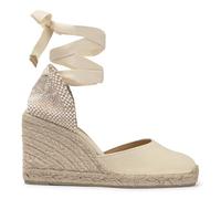 Castañer · Alpargata CARINA/8/001 en algodón orgánico con Cierre de Cintas y cuña de 9cm - Mujer Color: Blanco Talla: 38