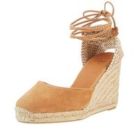Castañer · Alpargata CARINA/8/007 en ante con cierre de cordones y cuña de 9cm - Mujer color: Tostado talla: 37