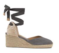 Castañer · Alpargata CHIARA/6/002 en algodón orgánico Lavado con Cierre de Cintas y cuña de 7cm - Mujer Color: Gris Talla: 38