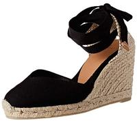 Castañer · Alpargata CHIARA/8/001 en algodón orgánico con Cierre de Cintas y cuña de 9cm - Mujer Color: Negro Talla: 36