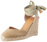 Castañer · Alpargata Chiara en algodón orgánico lavado con cierre de cintas y cuña de 9cm de color sand - Unisex color: Arena talla: 39