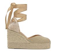 Castañer · Alpargata CHIARA/8ED/032 en lino metalizado con doble plataforma y cuña de 11cm - Mujer color: oro talla: 39