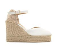 Castañer · Alpargata CHIARITA/8ED/001 en algodón orgánico con cuña de 11cm y doble plataforma - Mujer color: blanco talla: 38