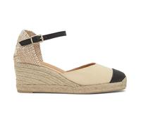 Castañer · Alpargata CORALINE/6/264 en algodón orgánico con Punta de Cuero y cuña de 7cm - Mujer Color: Crudo Talla: 36