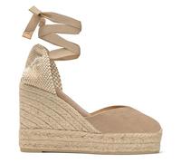 Castañer - Alpargata cuña Mujer de 11cm CHIARA/8ED/002 Punta Redonda Cerrada. Color Beige