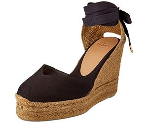 Castañer - Alpargata cuña Mujer de 11cm Chiara T/8ED/001 Punta Redonda Cerrada. Color Negro