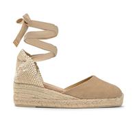 Castañer - Alpargata cuña Mujer de 5cm CARINA/3/002 Punta Redonda Cerrada. Color Beige