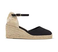 Castañer - Alpargata cuña Mujer de 7cm CAROL/6/001 Punta Redonda Cerrada. Color Negro