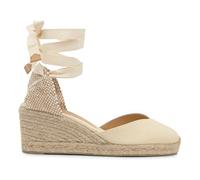 Castañer - Alpargata cuña Mujer de 7cm CHIARA/6/001 Punta Redonda Cerrada. Color Ivory