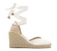 Castañer - Alpargata cuña Mujer de 9cm CHIARA/8/001 Punta Redonda Cerrada. Color Blanco