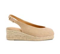 Castañer · Alpargata Destalonada DOSALIA/3/002 Estilo Peep-Toe en algodón orgánico Lavado con cuña de 5cm - Mujer Color: Arena Talla: 38