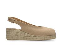 Castañer · Alpargata Destalonada DOSALIA/3/002 Estilo Peep-Toe en algodón orgánico Lavado con cuña de 5cm - Mujer Color: Arena Talla: 39