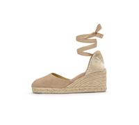 Castañer · Alpargata Carina en algodón orgánico lavado con cierre de cintas y cuña de 7cm de color sand - Unisex color: Arena talla: 38