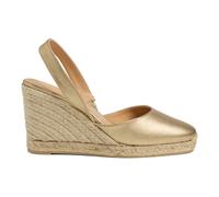 Castañer - Alpargatas Carissa en piel metalizada- abertura en la parte posterior del talón. - Shoes - Mujer - Amarillo - 40 EU -