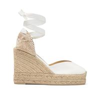 Castañer Alpargatas Chiara en algodón orgánico, Cierre Mediante Lazada y Doble Plataforma. - Color: Blanco Talla: 36