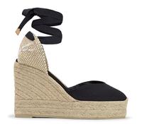 Castañer Alpargatas Chiara en algodón orgánico, Cierre Mediante Lazada y Doble Plataforma. - Color: Negro Talla: 36
