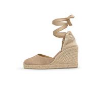 Castañer · Alpargata CHIARA/8ED/290 en Lino Metalizado con Cierre de Cintas y cuña de 11cm - Mujer - Color: Oro - Talla: 38