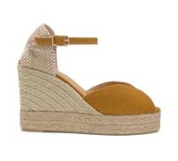 Castañer · Sandalia BIANCA/8ED/002 estilo peep-toe en algodón orgánico lavado con cuña de 11cm - Mujer color: Amarillo talla: 38