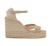 Castañer · Sandalia BRUNA/8ED/002 en algodón orgánico lavado con cierre de pulsera y cuña de 11cm - Mujer color: Arena talla: 35