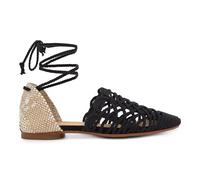 Castañer · Sandalia de mujer VITTO/257 en napa con adornos forrados en rafia y tacón de 10cm - Mujer color: Negro talla: 41