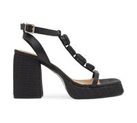Castañer · Sandalia de mujer VITTO/257 en napa con adornos forrados en rafia y tacón de 10cm - Mujer color: Negro talla: 39